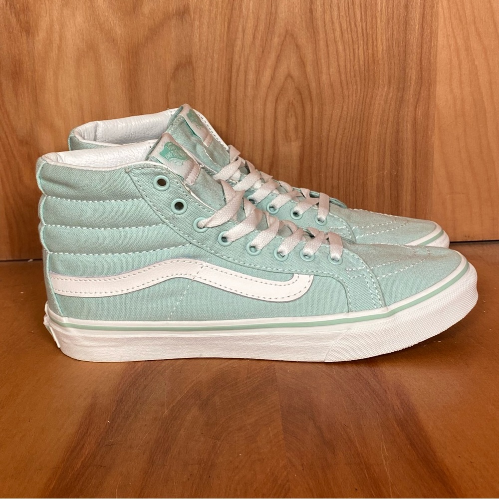 Womens 7.5 Vans Off The Wall SK8 Hi Sneakers Sea Foam Green CCKC1569